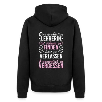 Schwer zu finden großartige Lehrerin - Unisex Premium Bio Zip Hoodie - Schwarz - Hinten - Nico (187cm)