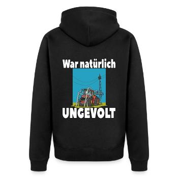 War natürlich ungevolt Lustiger Traktor Strommast - Unisex Premium Bio Zip Hoodie - Schwarz - Hinten - Nico (187cm)