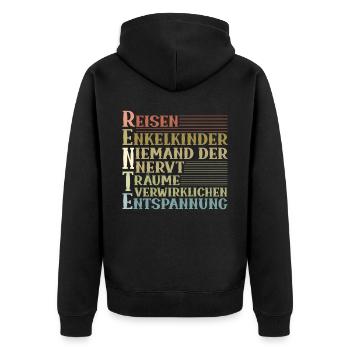 Reisen Enkelkinder für Rentner im Ruhestand - Unisex Premium Bio Zip Hoodie - Schwarz - Hinten - Nico (187cm)