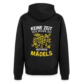 Imker Spruch - Keine Zeit ich muss zu meinen Mädel - Unisex Premium Bio Zip Hoodie - Schwarz - Hinten - Nico (187cm)