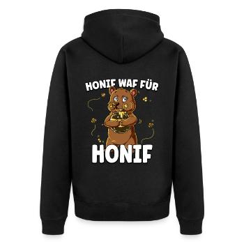 Bär Honig - Unisex Premium Bio Zip Hoodie - Schwarz - Hinten - Nico (187cm)