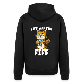 Katze Fisch - Unisex Premium Bio Zip Hoodie - Schwarz - Hinten - Nico (187cm)