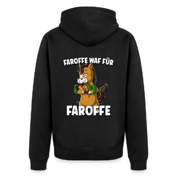 Pferd Karotte - Unisex Premium Bio Zip Hoodie - Schwarz - Hinten - Nico (187cm)