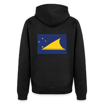 Offizielle Tokelau Flagge Tokelauans Country Pride - Unisex Premium Bio Zip Hoodie - Schwarz - Hinten - Nico (187cm)