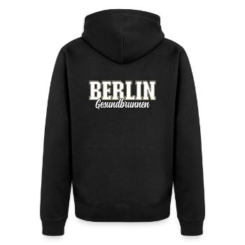 Berlin Gesundbrunnen - Unisex Premium Bio Zip Hoodie - Schwarz - Hinten - Nico (187cm)