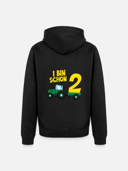Ich bin schon 2 - Unisex Premium Bio Zip Hoodie - Schwarz