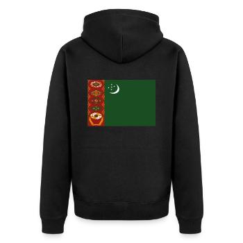 Drapeau officiel du Turkménistan Turkmène Turkmène - Veste à capuche bio Premium Unisexe - noir - Dos - Nico (187cm)