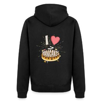J’aime les crêpes - Funny Pancake - Veste à capuche bio Premium Unisexe - noir - Dos - Nico (187cm)