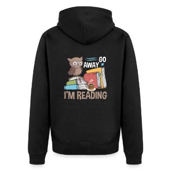 Leseratte I'm Reading - Unisex Premium Bio Zip Hoodie - Schwarz - Hinten - Nico (187cm)