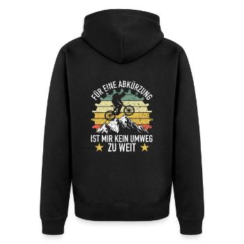 Fahrradfahrer Kein Umweg Zu Weit - Unisex Premium Bio Zip Hoodie - Schwarz - Hinten - Nico (187cm)