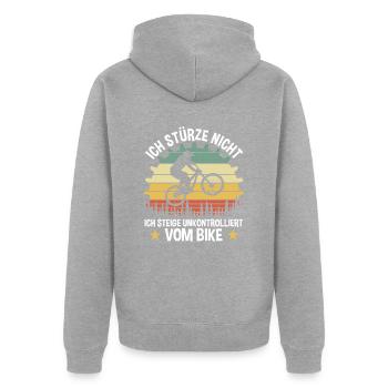Radfahrer Stürzen Nicht - Unisex Premium Bio Zip Hoodie - Grau meliert - Hinten - Nico (187cm)