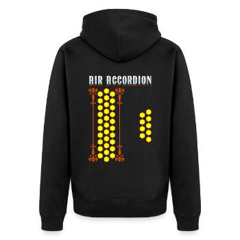 Air Akkordeon spielt Akkordeonmusik Rancheras - Unisex Premium Bio Zip Hoodie - Schwarz - Hinten - Nico (187cm)