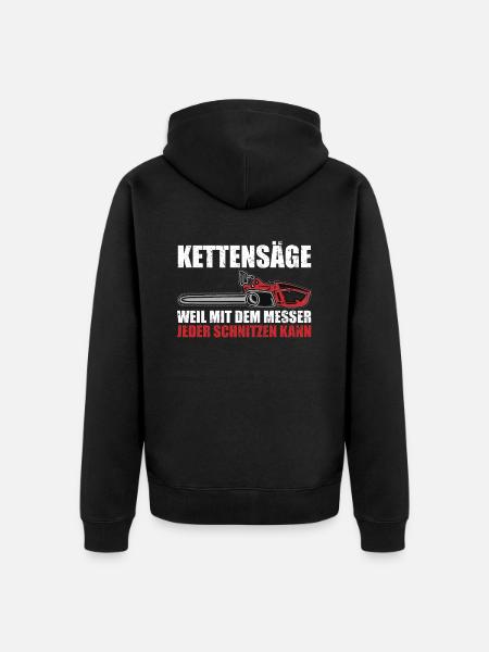 Kettensäge Schnitzen - Unisex Premium Bio Zip Hoodie - Schwarz