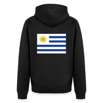 Offizielle Uruguay-Flagge Uruguayischer Landesstolz - Unisex Premium Bio Zip Hoodie - Schwarz - Hinten - Nico (187cm)