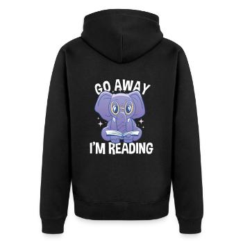 Bookworm I'm Reading - Unisex Premium Organic Zip Hoodie - black - Back - Nico (187cm)