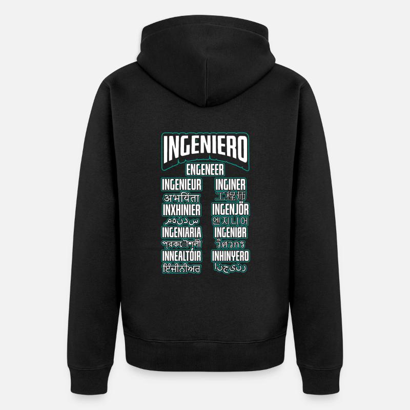 Language Engineer Engineering Career - Unisex Premium Organic Zip Hoodie - black