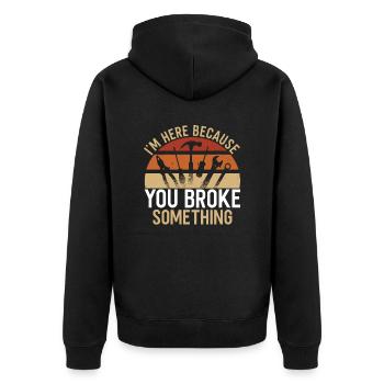 Elektriker You Broke Something - Unisex Premium Bio Zip Hoodie - Schwarz - Hinten - Nico (187cm)