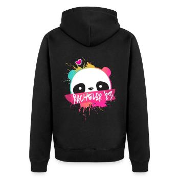 Bachelor '23 Motto with Panda - University Degree 2023 - Unisex Premium Organic Zip Hoodie - black - Back - Nico (187cm)