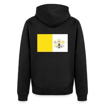 Offizielle Virginia Flagge English Country Pride - Unisex Premium Bio Zip Hoodie - Schwarz - Hinten - Nico (187cm)