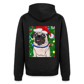 Carlin avec casquette de Noël Propriétaires de chiens de Noël - Veste à capuche bio Premium Unisexe - noir - Dos - Nico (187cm)