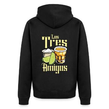 Los Tres Amigos Tequila Mexico Fiesta - Unisex Premium Bio Zip Hoodie - Schwarz - Hinten - Nico (187cm)