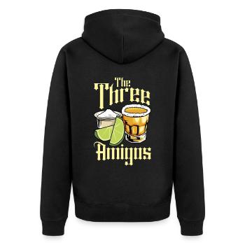 Los Tres Amigos Tequila Mexico Fiesta - Unisex Premium Bio Zip Hoodie - Schwarz - Hinten - Nico (187cm)