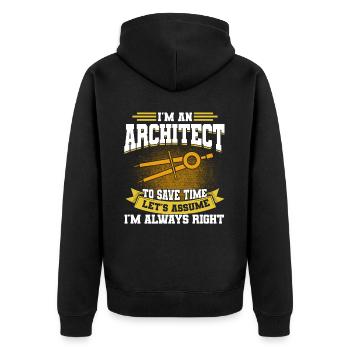 Architect Gift Profession Architecture Job Architect - Unisex Premium Organic Zip Hoodie - black - Back - Nico (187cm)