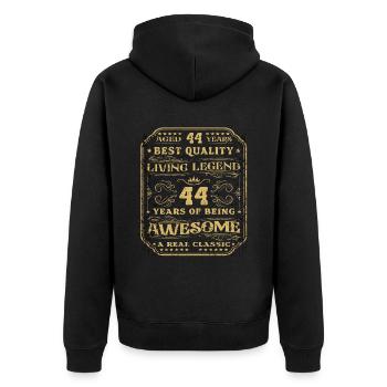 44 birthday 44 years man 44 years legendary 44 - Unisex Premium Organic Zip Hoodie - black - Back - Nico (187cm)