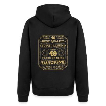49 anniversaire 49 ans homme 49 ans légendaire 49 - Veste à capuche bio Premium Unisexe - noir - Dos - Nico (187cm)
