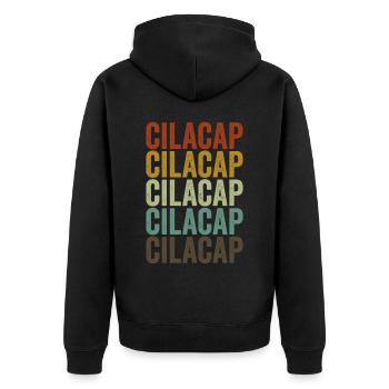 Cilacap Indonésie Rétro Vintage - Veste à capuche bio Premium Unisexe - noir - Dos - Nico (187cm)