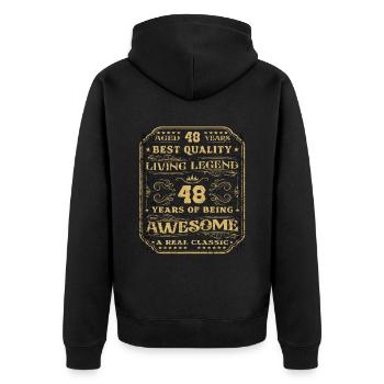 48 Geburtstag 48 Jahre Mann 48 jahre legende 48 - Unisex Premium Bio Zip Hoodie - Schwarz - Hinten - Nico (187cm)