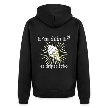 Musiker Saarland Ebm E# Saarländisch - Unisex Premium Bio Zip Hoodie - Schwarz - Hinten - Nico (187cm)