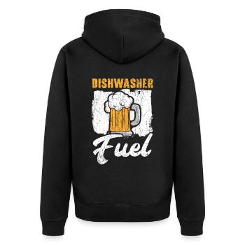 Lave-vaisselle Carburant Vaisselle Emploi Buveur de bière - Veste à capuche bio Premium Unisexe - noir - Dos - Nico (187cm)