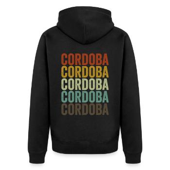 Cordoba Argentinien Retro Vintage - Unisex Premium Bio Zip Hoodie - Schwarz - Hinten - Nico (187cm)