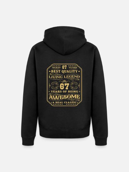 67 fødselsdag 67 år mand 67 år legendarisk 67 - Premium økologisk unisex-hættejakke - sort