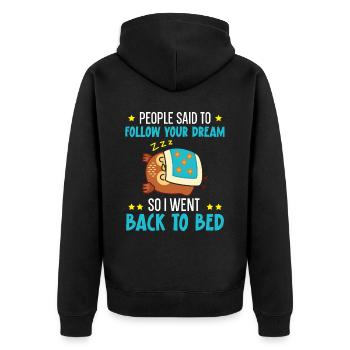 Ich ging zurück ins Bett Nocturnal Bird Owl Whisperer - Unisex Premium Bio Zip Hoodie - Schwarz - Hinten - Nico (187cm)