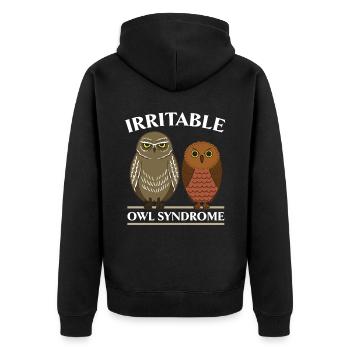 Syndrome du hibou irritable Oiseau nocturne Amoureux du hibou - Veste à capuche bio Premium Unisexe - noir - Dos - Nico (187cm)