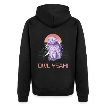 Eule ja Eulenliebhaber Nachtaktiver Vogel Eulenflüsterer - Unisex Premium Bio Zip Hoodie - Schwarz - Hinten - Nico (187cm)