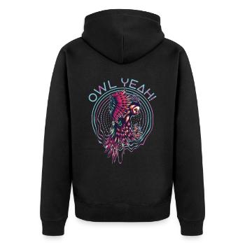 Eule ja Eulenliebhaber Nachtaktiver Vogel Eulenflüsterer - Unisex Premium Bio Zip Hoodie - Schwarz - Hinten - Nico (187cm)