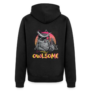 Owlsome Owl Lover Oiseau nocturne Hibou Chuchoteur - Veste à capuche bio Premium Unisexe - noir - Dos - Nico (187cm)