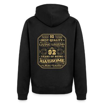 92 Anniversaire 92 ans Homme 92 ans légendaire 92 - Veste à capuche bio Premium Unisexe - noir - Dos - Nico (187cm)