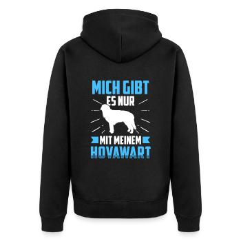 Mich gibt es nur mit meinem Hovawart - Unisex Premium Bio Zip Hoodie - Schwarz - Hinten - Nico (187cm)