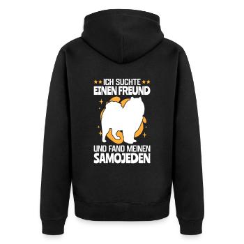 Ich fand meinen Samojede Schlittenhund - Unisex Premium Bio Zip Hoodie - Schwarz - Hinten - Nico (187cm)