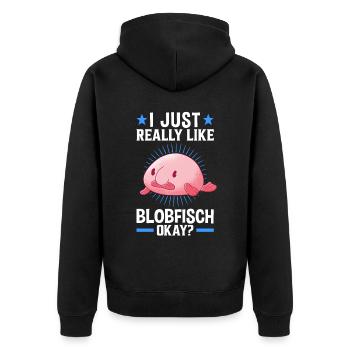 I like blobfish ugly fish memes - Unisex Premium Organic Zip Hoodie - black - Back - Nico (187cm)