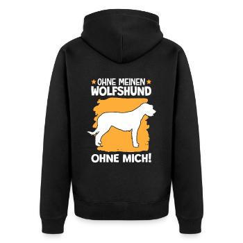 Ohne meinen Irischer Wolfshund ohne mich - Unisex Premium Bio Zip Hoodie - Schwarz - Hinten - Nico (187cm)