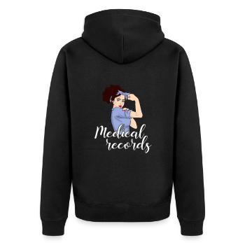 Medical Records girl, Appreciation Medical Records - Unisex Premium Bio Zip Hoodie - Schwarz - Hinten - Nico (187cm)