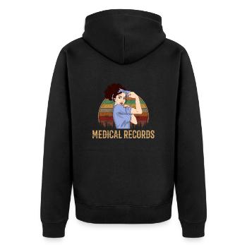 Medical Records girl, Appreciation Medical Records - Unisex Premium Bio Zip Hoodie - Schwarz - Hinten - Nico (187cm)