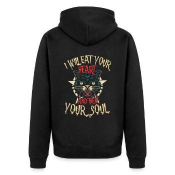 I will eat your heart and then your soul - Unisex Premium Organic Zip Hoodie - black - Back - Nico (187cm)