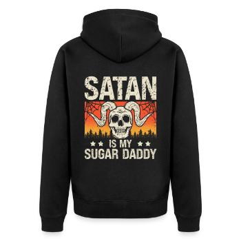 Satan est mon sugar daddy Spooky Halloween Vacances - Veste à capuche bio Premium Unisexe - noir - Dos - Nico (187cm)