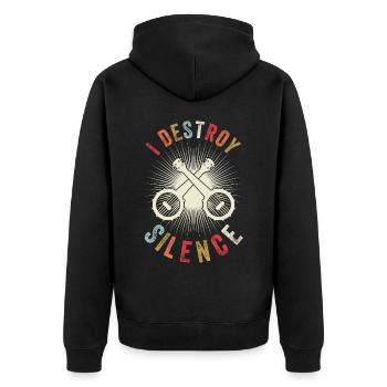 Ich Zerstöre Stille - Vintage Banjo - Unisex Premium Bio Zip Hoodie - Schwarz - Hinten - Nico (187cm)